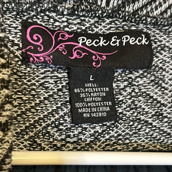 Peck & Peck Women’s Black and White Sheer patterned jacket size large - Picture 6 of 7